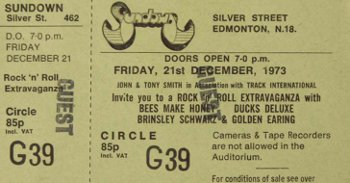Golden Earring show Circle ticket#G39 December 21 1973 Edmonton - Sundown